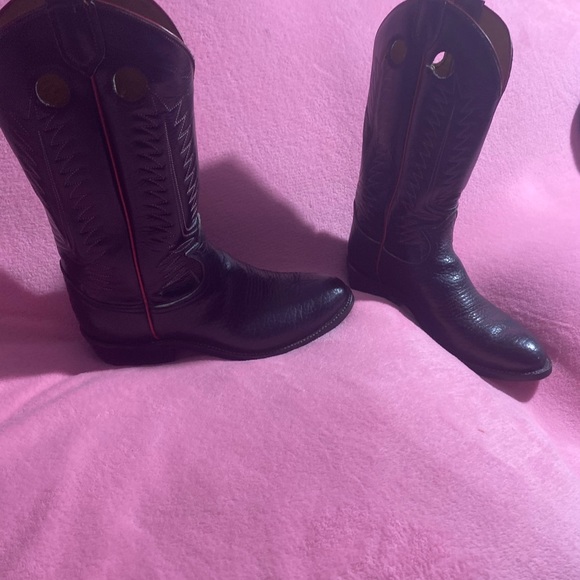 Size 5.5 Rare Vintage Black with red accented threading Tony Lama Cowboy boots - Picture 11 of 12